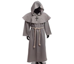 Frate medievale Costume Vintage Renaissance Priest Monk Cowl abiti abiti da cosplay con collana per uomini adulti Gifts6916973