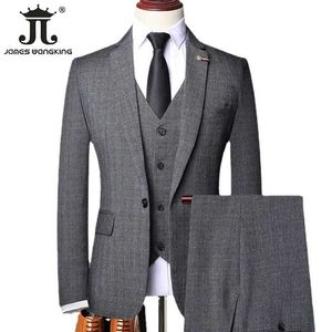 Męskie garnitury Blazers S-5xl (kurtka+zbiornik+spodnie) vintage dżentelmen klasyczny moda Masowa Mens Mens Formal Business Slim Fit Set 3-częściowy sukienka ślubna Q240507