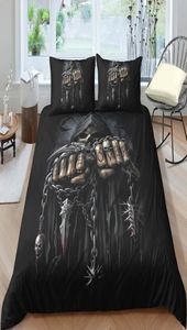 Black Grim Reaper Bedding Set Tamanho King Scary confortável 3D Tampa de edredão Rainha Casa de casal de sol de sol de solteiro com travesseiro 3pcs35736660