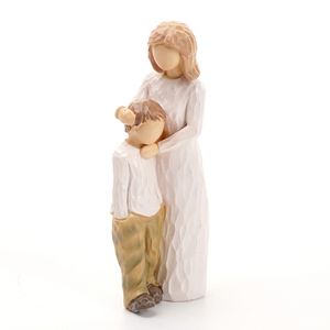 1PC-Mother and Son-Home Character Statueの装飾、屋内デスクトップの装飾、新年のギフト、樹脂の手工芸装飾。結婚式またはクリスマスの装飾