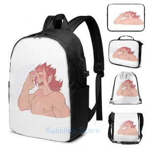 Backpack Funny Graphic Print Kiri! USB Charge Men School Bags Women Bag Travel Laptop