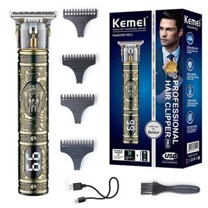 ヘアトリマーkemei 4011男性用フルメタルプロフェッショナルヘアトリマーバーバービアードヘアクリッパー電気ヘアカッティングマシン充電式T240507