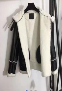 Skórzane i sztuczne jagnięce futra kołnierza Wysokiej jakości płaszcz w dół kurtki plus aksamit, aby zachować ciepło3286988