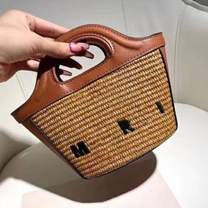 New Fashion Raffias Handbag Woven Vegetable Basket Bag Mini Portable Straw Bag Designer Shoulder Bags For Women Luxury Tote Bag