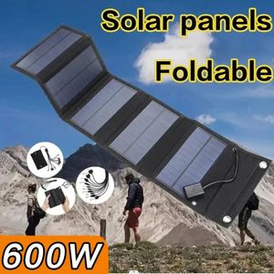 600W Foldbar solpanel Telefonladdare 5V Paneler Platta USB Power Bank för Cell Camping Emergency 240508