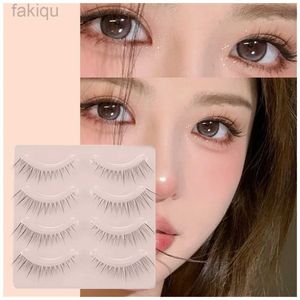 Yanlış Kirpikler 4 Çift Doğal Sahte Kirpik İnce Kayışlar El yapımı Kısa Kirpikler Cosplay Korean Moda Wispy Genişletilmiş Makyaj Aracı D240508