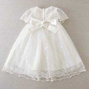 Abiti di battesimo Nuovo abito da bambina Doccia in pizzo bianco Cesti di nozze vestiti principessa 0-24m Q24050711