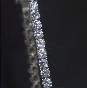 925 Silver VVS Moissanite Tennis Chian Necklace/Armband | Armband 14k guld 3mm/4mm kedja