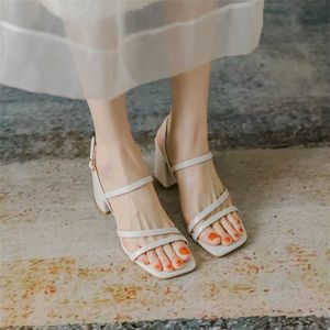 Hip Sandals Womens High Heels Line Thick Shoes Fairy Style Summer Sandal Women 240228