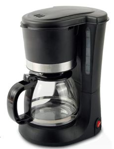 Máquina de café de gotejamento elétrico, cafeteira de gotejamento com butoon ligado/desativado, ótimo para escritório em casa, filtro reutilizável de vidro de vidro, preto