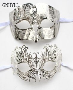 Gnhyll Metal Filigree Rhinestone Venetian Maskeradeカップルマスクペアボールイベントウェディングパーティーマスクロットコスチュームメンズ7838651