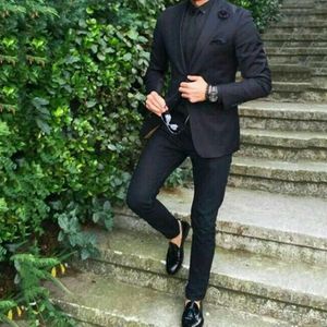 Blazer maschile Blazer personalizzati Black Black Abito da sposa da uomo a punta a punta Set per pantaloni da sera da spicco 2024 Pantaloni da sera adatti Terno Masculino vieni su Q240507