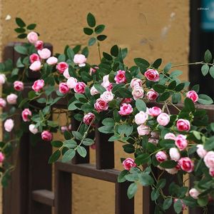 Decorative Flowers Simulated Rose Vine Artificial Flower Plastic Plant Home Garden Hanging Wall Decor Outdoor Wedding Party Decoration