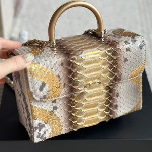 Milk Box Bag Makeup Bag Fashion Women Shoulder Bag Cowhide Crocodile Print Light Gold Hardware Metal Cc Buckle Luxury Handbag Crossbody Bag Mirror Purse Sacoche 20cm