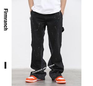 MEN039S JEANS Firmranch Menwomen Black for Men 2022 Street Paint Paint Bootcut Botty Pants Moto Trouse5248755