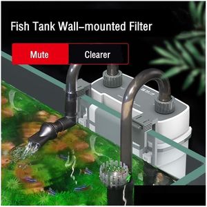 Filtreringsvärme Fisk Tank Waterfall Filter Aquarium Externt vattenpump väggmonterad liten cirkation Elektrisk Ta bort oljefilmen Dr Dhavl