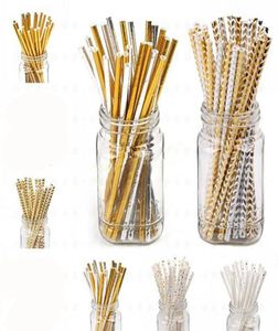 Gold Heart Star Stripe Chevron Paper Straws Baby Shower Decoration Party Wedding Halloween Event Event Event Forniture JK1909XB5981721