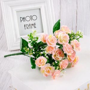 Dekorative Blumen Mini Rose 1 Blumenstrauß künstliche Seidenblumzweige falsch für Dekor Hochzeit