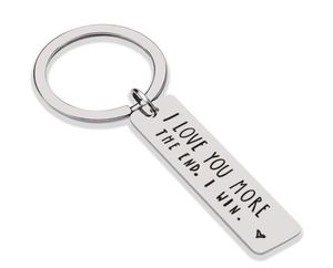 Keyrings criativas aço inoxidável Eu te amo mais o fim que eu ganho para casais Keychain Metal Key Party Favor7956528