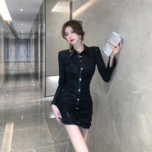 Casual Dresses Q-W Al Occasion Festival Clothes Womens Ladies Japanese Streetwearrsvppap Officials Store Sexy Shiny Sheath Stretch Black