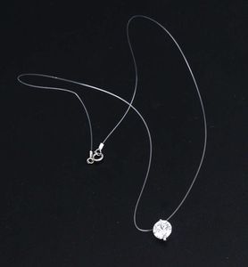 Transparent fishline 925 silver zircon clavicle chain Mermaid tear Pendant Necklace8386129