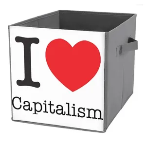 Stume da stoccaggio I Love Capitalism Essential per i bidoni della vendita Piega della scatola Polvere dei giocattoli per animali domestici e ottimo per il tocco por