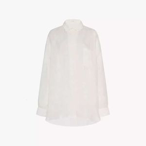 Th ~ fila primavera/estate Nuova tono di lino sciolto sciolto versatile semplice camicia leggera a maniche lunghe per donne