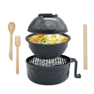 Tigelas fibra de fibra de bambu Lamian Bowl Bowl Set Feal Meal Microondas Pote de macarrão instantâneo dos pauzinhos de macarrão