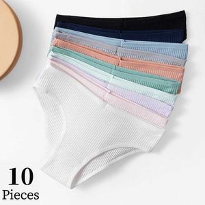 Damen Panties Bzel 10 Stück Stücke Womens Unterwäsche sexy atmungsaktive Unterwäsche bequeme Unterwäsche Baumwolle gestreifte Unterwäsche modische komfortable Unterwäsche