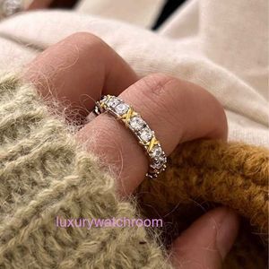 Donne band tiifeany ad anello gioiello coreano S925 Silver Fashion versatile e bellissimo cinturino da ragazza in piedi zirconia femminile Colore matching artigianato