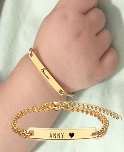 Cadeia de link personalizada Nome do bebê Bracelet Curb Link Tom de prata de ouro ajustável para crianças CRIANÇAS BRAZELELET GRESENTS1556629