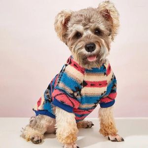 Hundkläder husdjurskläder pullover tröja söt rand plysch levererar tillbehör valp kläder