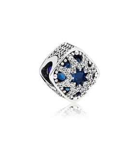 Novo autêntico 925 Sterling Silver Blue Crystal Charms Original Box European Beads Charms Bracelet Jewelry Making8131748