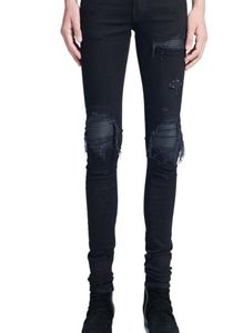 Quality Men039S Art Patch Slim Fit Ripped Jeans Men Histreet Mens 고민하는 데님 조깅하는 무릎 구멍 씻은 파괴 je3574726