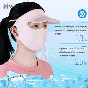 Scarves Summer Sunscreen Silk Mask UV Protection Face Cover Veil With Brim Outdoor Cycling Sun Hats Caps