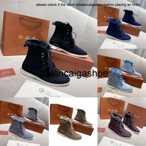 LP loro piano shoes Single Wool Integrated Snow Boots Casual Short Women's Cold Resistant Genuine Leather Lacing Fashion Korean Version Couple