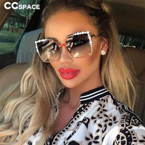 Sunglasses 46340 Luxury brand sunglasses with pearl decoration and womens fashionable shadow Uv400 La vintage glasses J240508