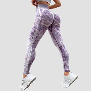 Frauen -Leggings Fitness nahtlose Leggings Frauen schlanker Hintern Lift Leggings hohe Taille dehnbares Stricken Laufübungen Krawattenfärben Leggings Y240508