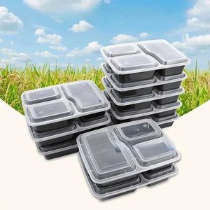 Disposable Dinnerware Plastic reusable lunch box meal food preparation 3 microwave containers home Q2405072