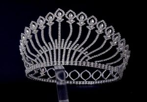 Stora tiaras full runda cirkel för Miss Beauty Pageant Contest Crown Auatrian Rhinestone Crystal Hair Accessories for Party Shows 1294778