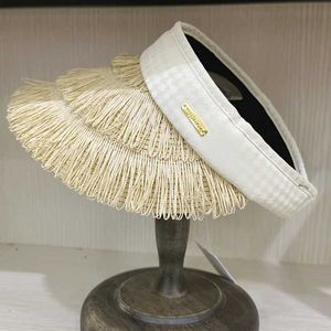 Ball Caps Luxury Women Sun Cap Fashion Tassel Decoration Straw Cap Emport Top Summer Beach Hat Visors cap gorros ladies caps chapeu femini T240508