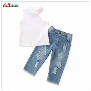 Set di abbigliamento per bambini abiti da ragazza vestito jean pantaloni tops pageant elegante 2-6 anni abiti per bambini