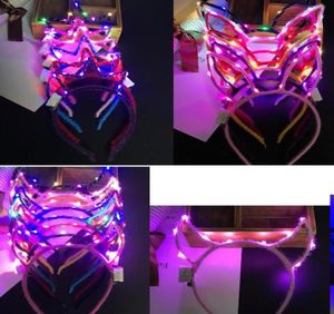 Led aydınlatma kedi tavşan fareleri kulak boynuz taç kafa bandı yetişkin çocuk partisi parlayan yanıp sönen saç bandı kasnağı balo concet fan atmosfer p8497080