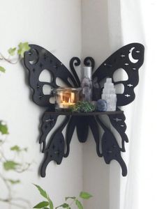 Piastre decorative a farfalla nera scaffali per mensole in legno cornici candele in cristallo display a parete mobile decorazione
