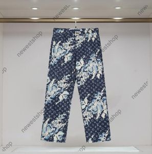 Mężczyźni Projektantka Pant Paris Craggy List Jacquard Fabric Denim Spring Casual Graffiti Printed Pants Black Blue Spodni M-2xl