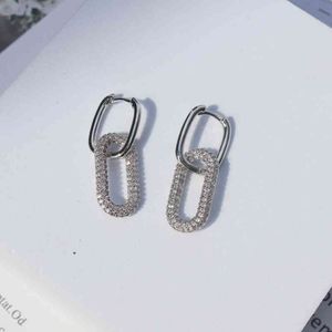 1 Pair fashion gold geometric Oval Rectangle hoop earrings top quality mirco cz crystal earings for women luxury brand jewellery 272c