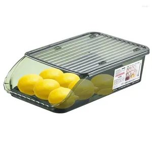 Speicherflaschen Automatische Scrolling Egg Rack Holder Box Korb Container Organizer Rolldown Kühlschrankspender für Küche