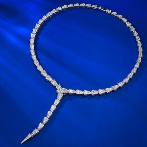 Vintage Snake Moissanite Diamond Chocker Naszyjnik 100% prawdziwy 925 Srebrne Srebrne Wisiorki Naszyjniki dla kobiet biżuteria