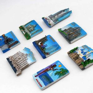 3pcsfridge magnets Macao Malaysia Maldive Roma China Shanghai Singapore Svizzera Taj Mahal India 3D Fridge Magnets Decorazione per la casa