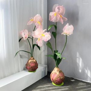 Decorative Flowers Artificial Iris Handmade Paper Stand Party Ornaments Backdrop Decoration Wedding Props Scene Home